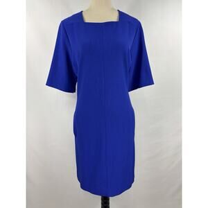 MM Lafleur Emily Dress Bright Indigo Blue + 1 20 Midi Square Neck Short Sleeve